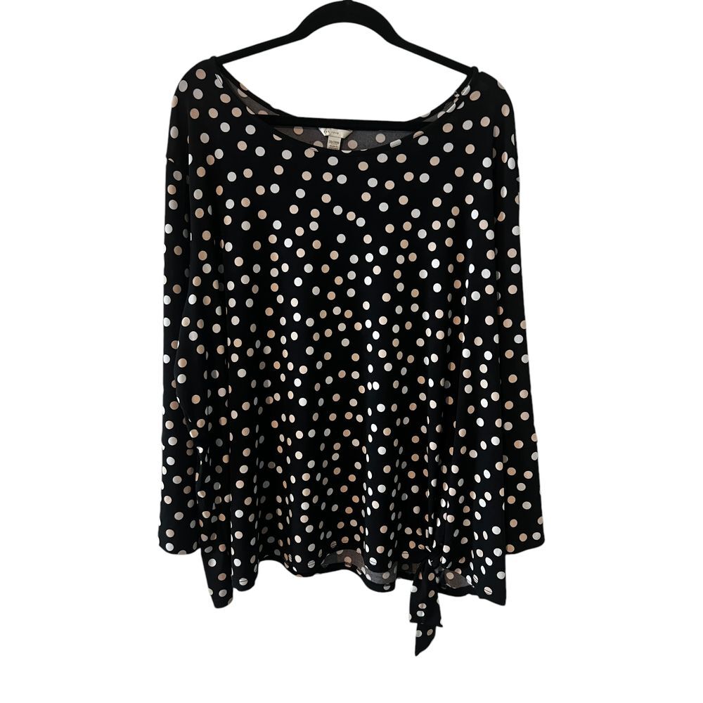 Est. 1946 Black Cream Polka Dot‎ Plus Size 26/28W Blouse Side Tie Workwear